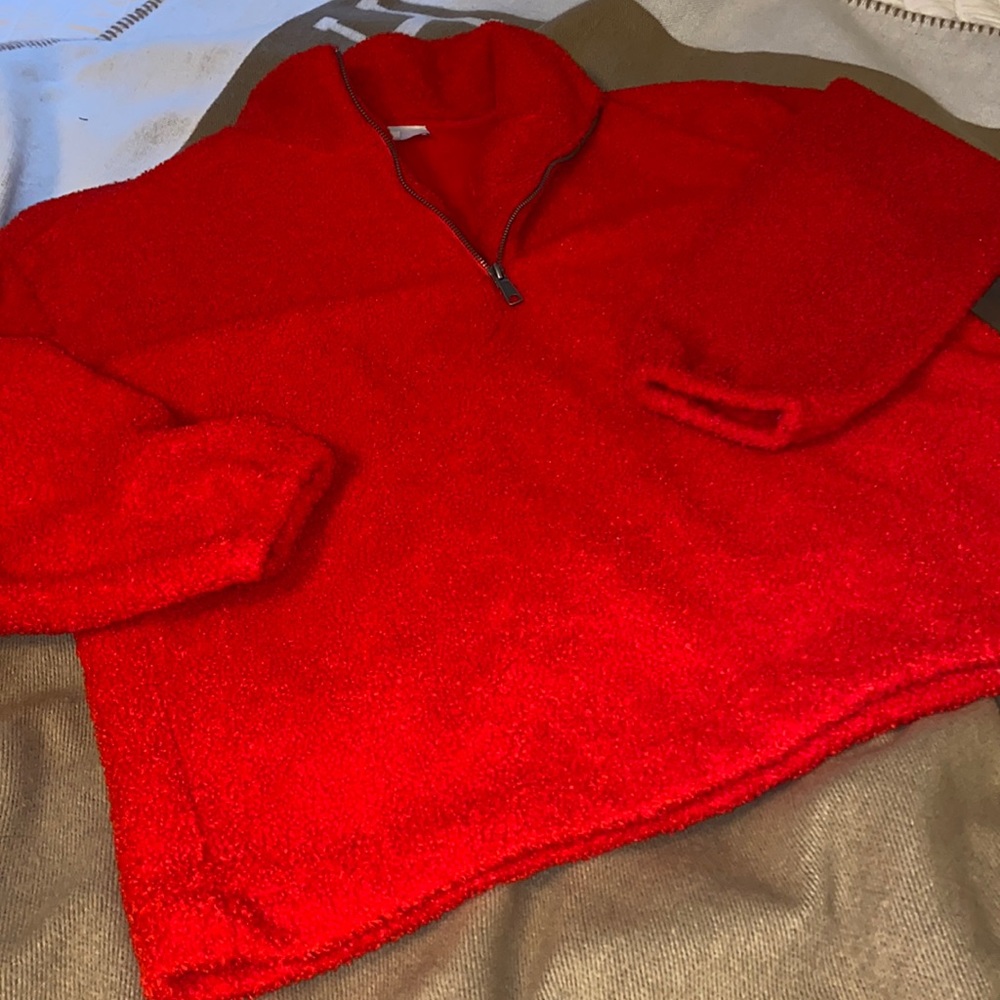 Red Sherpa pullover